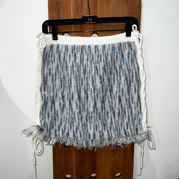 Pretty Little Thing Denim Space Dye Knit Lace Up Side Mini Skirt & Bandeau Top - Picture 9 of 16